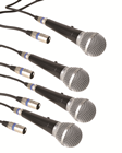 Set of 4 Microphones, Stands, Leads and Bags For Speech & Vocals